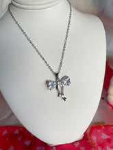 Load image into Gallery viewer, Crystal Bow Pendant Necklace