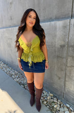 Load image into Gallery viewer, Chartreuse ruff lace up top

