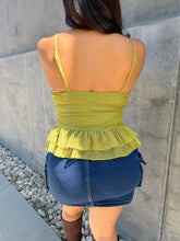 Load image into Gallery viewer, Chartreuse ruff lace up top
